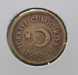 1955 YILI ORİJİNAL MADENİ PİRİNÇ 5 BEŞ KURUŞ C3DDD2 ÇOK TEMİZ NADİR