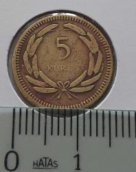 1955 YILI ORİJİNAL MADENİ PİRİNÇ 5 BEŞ KURUŞ C3DDD2 ÇOK TEMİZ NADİR