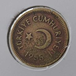 1955 YILI ORİJİNAL MADENİ PİRİNÇ 5 BEŞ KURUŞ C3DDD2 ÇOK TEMİZ NADİR