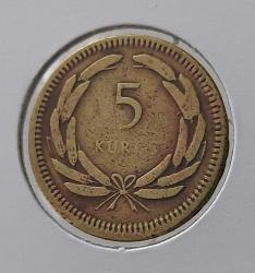 1955 YILI ORİJİNAL MADENİ PİRİNÇ 5 BEŞ KURUŞ C3DDD2 ÇOK TEMİZ NADİR