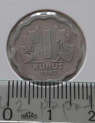 1942 BİR 1 KURUŞ TIRTIKLI PAPATYA ORİJİNAL 1N2EE1 NADİR