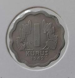 1942 BİR 1 KURUŞ TIRTIKLI PAPATYA ORİJİNAL 1N2EE1 NADİR