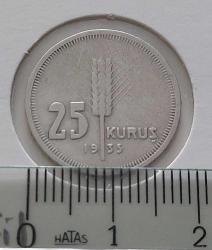1935 GÜMÜŞ 25 KURUŞ ORİJİNAL ÇİL 3T2LL1 NADİR SENELİ
