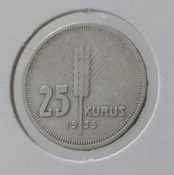 1935 GÜMÜŞ 25 KURUŞ ORİJİNAL ÇİL 3T2LL1 NADİR SENELİ