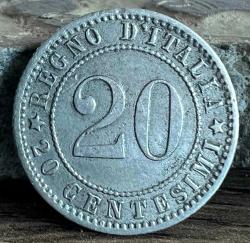 İtalya 20 Centesimi 1894 'Kral Umberto I Dönemi' Orjinal Madeni Para - ÇÇT