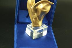 ARK WORK  ATOLYE TASARIM  EL YAPIMI PRİNÇ DAĞ KEÇİSİ VE KRİSTAL ÜSTÜNDE  KADİFE KUTUSUNDA (YENİ KOLİ 1