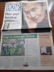 Cumhuriyet Pazar Gazetesi - 2 Aralık 2007 - Sayı 1132- Çizgi De Sinemaya Dahildir - Asterix Ve Vikingler - Kayıp Balık Nemo - Animatör Çizgi Filmciler Derneği Başkanı - Buz Devri -Abidin Dino ve Güzin Dino Fotoğrafı - Das Kapital 140 Yaşında - Karl Marx - Sevim Belli - Sungur Savran
