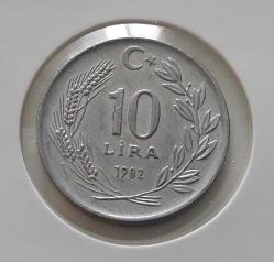 1982 ON 10 LİRA ÇİL MADENİ ALÜMİNYUM ORİJİNALDİR T2R1A2