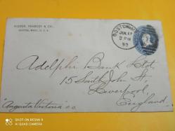 USA POSTADAN GEÇMİŞ ZARF (Kırmızı  Mühürlü) 3 Sentlik 1893