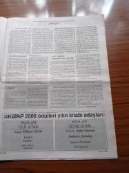 Dünya Kitap Gazetesi - 6 Ekim 2000 - Sayı 108 - Kitap Dünyası Fuarı - Dolmabahçe Kültür Merkezi - Ayşe Kulin Füreya - Elif Şafak - Barbara Vine - Kleopatra BİM'in Kraliçesi - Mao Zedung Seçme Eserler - Mehmet Eroğlu - Fernando Pessoa - Doğan Hızlan - Küçük İskender - Nihat Behram