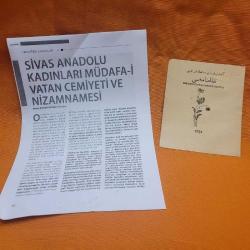 MİLLİ MÜCADELE - SİVAS ANADOLU KADINLARI MÜDAFAİ VATAN NİZAMNAME