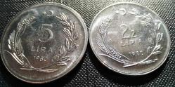 1980 - 5 Lira ve 2½ Lira FAO Hatıra Parası ÇİL Kalkınma İçin Balıkçılık ikili Lot ÇİL (RESİMDEKİ ÜRÜN GÖNDERİLECEKTİR) (A-42)
