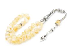 Gümüş Kaplama Püsküllü Orijinal Sitrin Taşı Tesbih