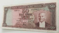 5.EMİSYON 4.TERTİP 50 TÜRK LİRASI SERİ V5 042962 SERİ NUMARALI KAĞIT PARA NATÜREL ÇOK ÇOK TEMİZ EMİSYONUNUN NADİRİDİR