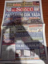Sözcü Gazetesi - 8 Haziran 2013 - Galatasaray'da Obi Mikel Atağı - Fenerbahçe Cardozo'yu Bitiriyor - 7 Gazete Bir Yerden Talimat Almış Gibi Aynı Başlığı Attı Padişahım Çok Yaşa - Recep Tayyip Erdoğan'ı Havaalanında Karşılayan AKP'lilerden Tehlikeli Sloganlar - Atatürk'ün Gençliğe Hitabesi - Uğur Dündar - Emin Çölaşan