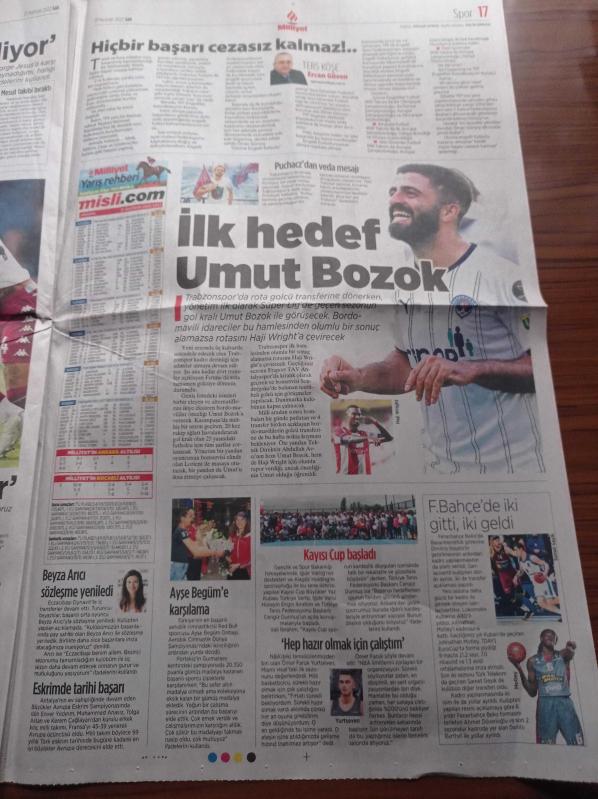 Milliyet Gazetesi 21 Haziran 2022 Trabzonspor da İlk Hedef  