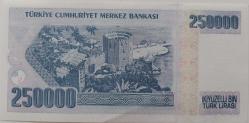 7.EMİSYON 3.TERTİP 250.000 TÜRK LİRASI ORİJİNAL KAĞIT PARA I37883888 GÜZEL NUMARA DESTE ÇİLİ