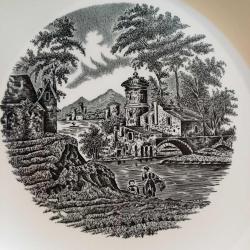 Wedgewood İngiliz porselen servis tabağı siyah+krem