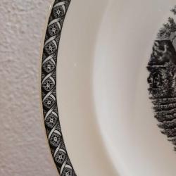 Wedgewood İngiliz porselen servis tabağı siyah+krem