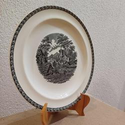 Wedgewood İngiliz porselen servis tabağı siyah+krem