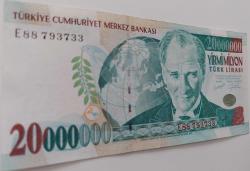 Efemera - 7.EMİSYON 1.TERTİP 20.000.000 TÜRK LİRASI ORİJİNAL KAĞIT PARA E88793733 GÜZEL NUMARA ÇİLALTI - kitantik - kitaLog