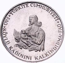 1980 - 500 Lira FAO Hatıra Parası Köylü Kadını Kalkındırma Gümüş  ÇİL (9 gram) (193)