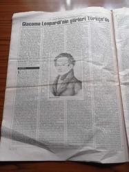 Cumhuriyet Kitap Gazetesi - 20 Ağustos 1998 - Sayı 444 - Düşün Adamı Nadir Nadi - Mehmet Faraç'ın Töre Kıskacında Kadın'ını Sevim Ertemür - 19. Yüzyıl İtalyan Şairi Giacomo Leopardi'nin Şiirleri Üzerine Bir Konuşma - Mümtaz Sağlam Ressam Fahri Sümer'in Resim Albümünü Değerlendirdi - Betül Çotuksöken