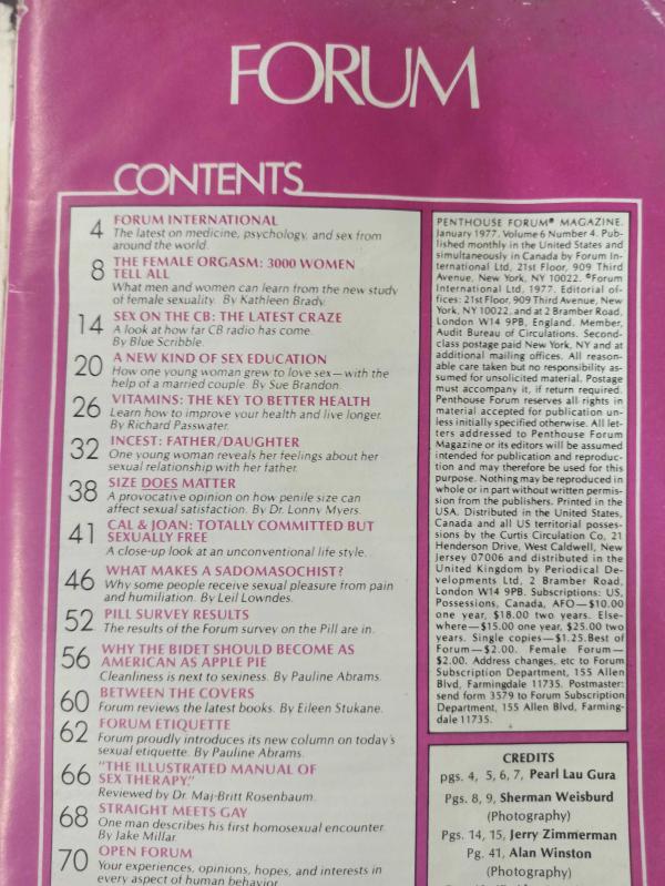 İngilizce Penthouse Forum Yetişkin Erkek Dergisi January 1977  