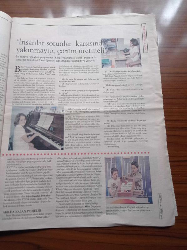 Cumhuriyet Bilim Teknoloji Gazetesi 1 Haziran 2007 Sayı 1054  