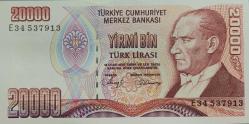 (20000) YİRMİ BİN TÜRK LİRASI 7.EMİSYON 1.TERTİP ÇİL+++ E34 537913