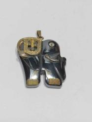 KL4----HEMATİT TAŞI USTA YAPIMI FİL KOLYE UCU