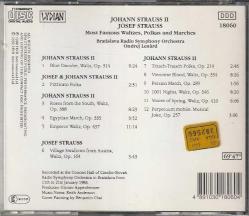 JOHANN STRAUSS II / JOSEF STRAUSS MOST FAMOUS WALTZES, POLKAS AND MARCHES ( CD )