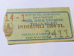 İETT ÖZEL HALK OTOBÜS BİLETİ 2500 TL