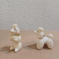 Porselen poodle figürü 2 li set/spagetti poodle biblo vintage