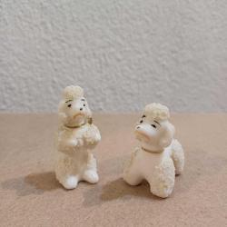 Porselen poodle figürü 2 li set/spagetti poodle biblo vintage
