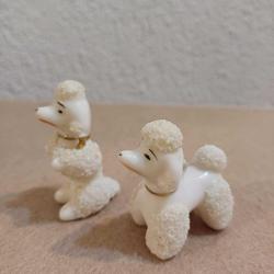 Porselen poodle figürü 2 li set/spagetti poodle biblo vintage