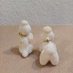 Porselen poodle figürü 2 li set/spagetti poodle biblo vintage