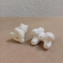 Porselen poodle figürü 2 li set/spagetti poodle biblo vintage