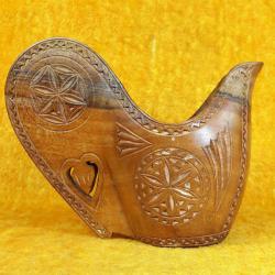 RETRO NORDİK VİKİNG TEKNESİ ŞEKLİNDE EL OYMA AHŞAP DÜĞÜN KUPASI