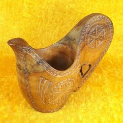 RETRO NORDİK VİKİNG TEKNESİ ŞEKLİNDE EL OYMA AHŞAP DÜĞÜN KUPASI