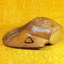 RETRO NORDİK VİKİNG TEKNESİ ŞEKLİNDE EL OYMA AHŞAP DÜĞÜN KUPASI