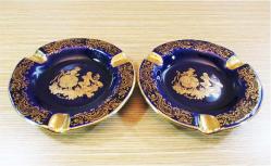 ViNTaGe LİMOGES PoRSeLeN KOBALT BüYüK ÇİFT KÜLLÜK...