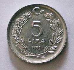 Türkiye Cumhuriyeti  1982 Yılı  5 Lira  No 1005