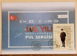 2023 TÜRKİYE CUMHURİYETİ'NİN 100.YILDÖNÜMÜ HATIRA BLOK PUL ve BLOK PULUN FDC'Sİ. ***AÇIKLAMAYI OKUYUNUZ***