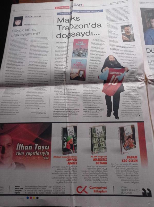 Cumhuriyet Pazar Gazetesi 28 Kasım 2010 Sayı 1288 Karl Marx  