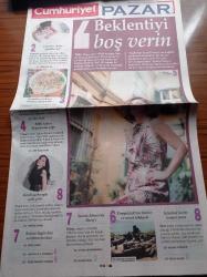 Cumhuriyet Pazar Gazetesi - 6 Eylül 2020 - Sayı 1591 - Oyuncu Tülin Özen Fotoğrafı - Kırmızı Oda Dizisi - Susel Ateş Kendi Şarkısıyla Yola Çıktı - Ulusal Takım Teknik Direktörü Şenol Güneş'ten Milli Takım Heyecanına Çağrı - Yannis Ritsos'un Barışı - Zonguldak'tan Hüzün Ve Umut Hikayesi - Fotoğrafçı Emel Ernalbant - Uzaktan Eğitim
