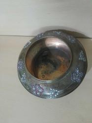 BAKIR ŞEKERLİK/ SUNUMLUK TAŞLI AYAKLARI KESİLMİŞ  ÇAP 21 cm