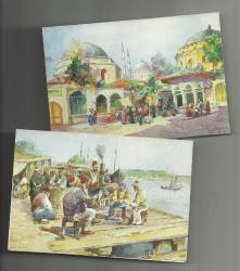 4 ADET KAPAKLI ESKİ İSTANBUL KONULU TEBRİK KARTLARI...