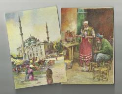 4 ADET KAPAKLI ESKİ İSTANBUL KONULU TEBRİK KARTLARI...