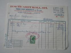 Efemera - Samsun HOŞ TİCARET KOLL. ŞTİ. Ömer Fevzi Hoşoğlu ve Ortağı TOPTAN KANTARİYE VE ZAHİRE, 1985 Yılı Pullu Fatura - 23/16 cm. - kitantik - kitaLog